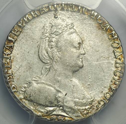 Монета Гривенник 1785 СПБ слаб PCGS58
