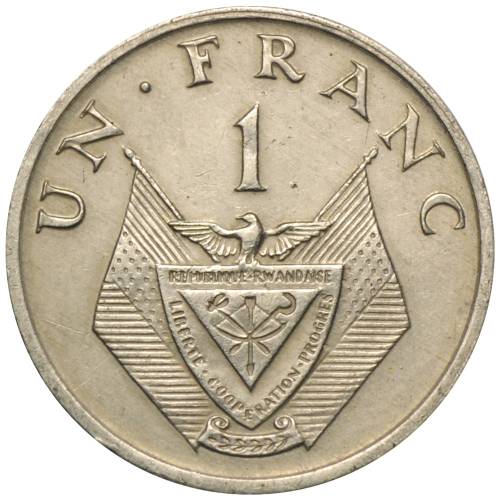 Монета 1 франк 1974 Руанда