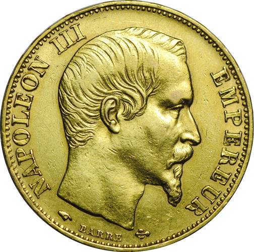 Монета 20 франков 1857 А Наполеон 3 Франция