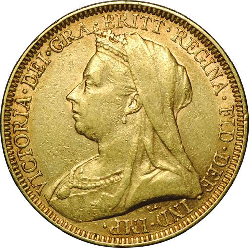 Монета 1 соверен (фунт) 1893 Новый портрет Великобритания