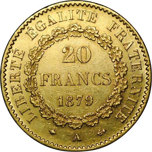 Монета 20 франков 1879 A Франция