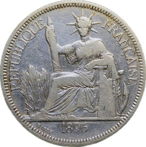 Монета 1 пиастр 1896 Французский Индокитай