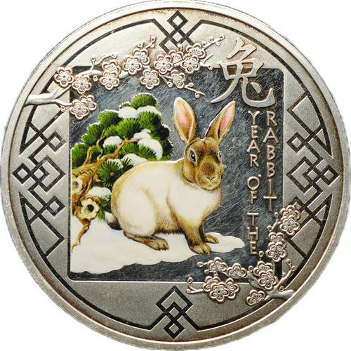 Монета 500 франков 2011 Год Кролика Руанда