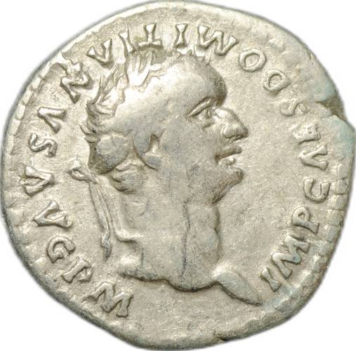 Монета Денарий 81 Домициан (81-96) Дельфин вокруг якоря Римская Империя