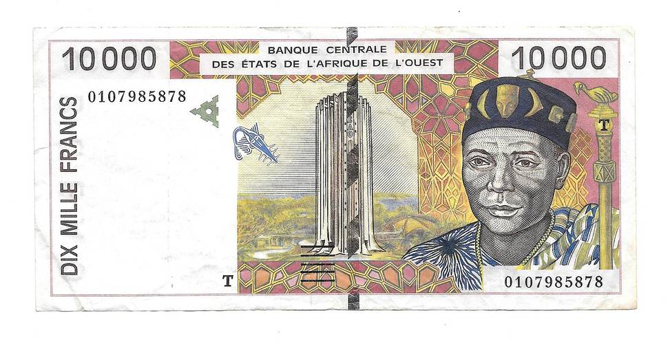 Банкнота 10000 франков 2001 Кот-д’Ивуар Центральная Африка