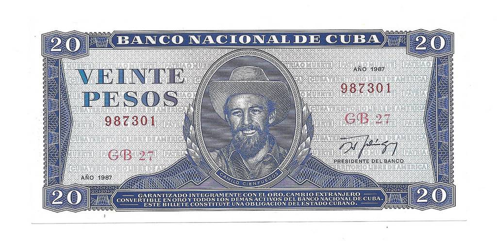 Банкнота 20 песо 1987 Куба