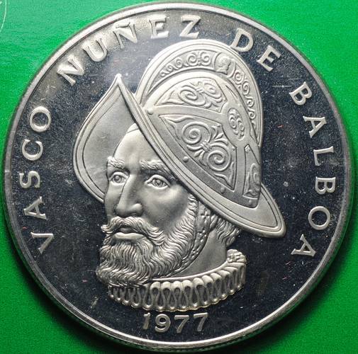 Монета 1 бальбоа 1977 Васко Нуньес де Бальбоа Панама