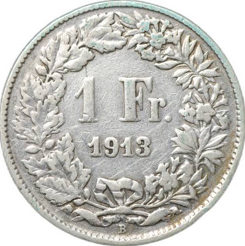 Монета 1 франк 1913 Швейцария