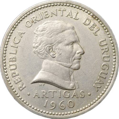 Монета 1 песо 1960 Уругвай