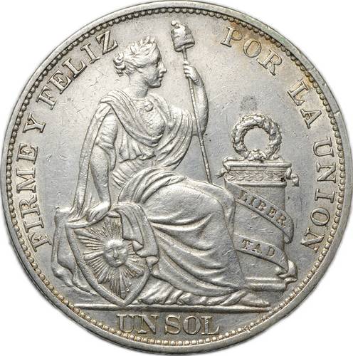Монета 1 соль 1893 Перу