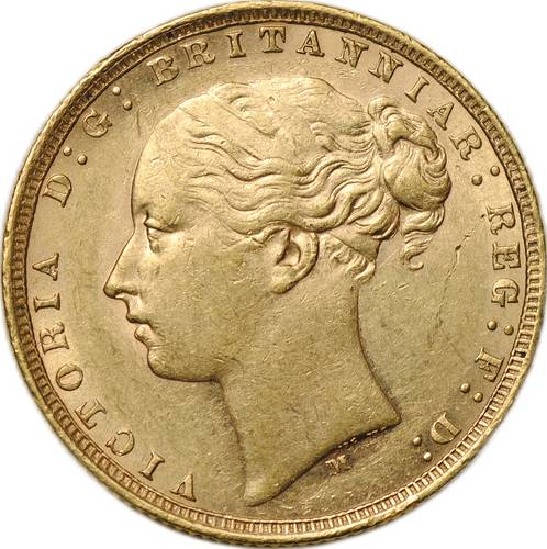 Монета 1 соверен (фунт) 1875 M Мельбурн Австралия Великобритания