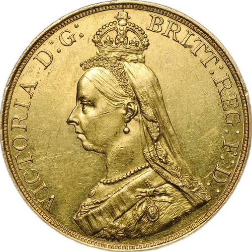 Монета 5 фунтов 1887 Великобритания