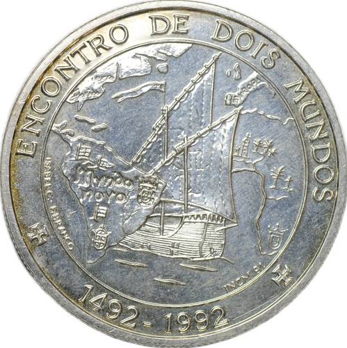 Монета 1000 эскудо 1992 Иберо-Америка встреча двух миров Португалия