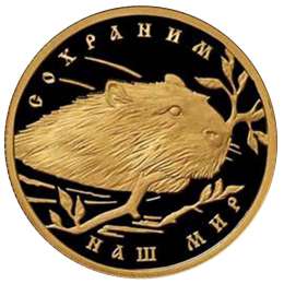 Монета 50 рублей 2008 ММД Сохраним наш мир. Речной бобр