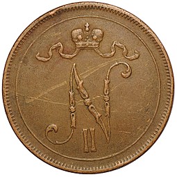 Монета 10 пенни 1916 Русская Финляндия