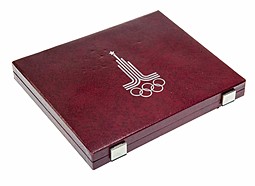 Набор 5, 10 рублей 1977-1980 Олимпиада 80 Москва серебро PROOF 28 монет в красной коробке