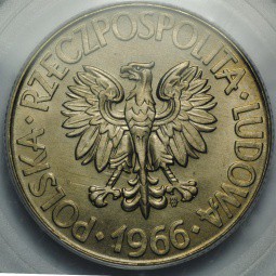 Монета 10 злотых 1966 MW Польша