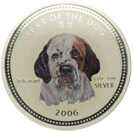 Монета 3000 риелей 2006 Сенбернар Собаки Камбоджа