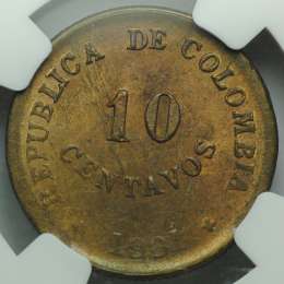 Монета 10 центов 1901 Колумбия