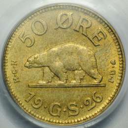 Монета 50 оре 1926 Гренландия
