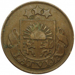 Монета 2 сантима 1932 Латвия