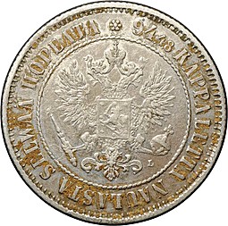 Монета 1 марка 1893 L Русская Финляндия