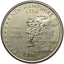 Монета 25 центов 2000 (квотер) D Нью-Гемпшир США