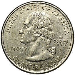 Монета 25 центов 2000 (квотер) D Нью-Гемпшир США