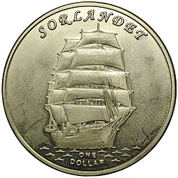 Монета 1 доллар 2017 парусник Sorlandet Острова Гилберта Кирибати