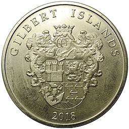 Монета 1 доллар 2018 парусник Kruzenshtern Острова Гилберта Кирибати