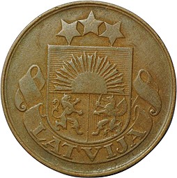 Монета 5 сантимов 1922 Латвия
