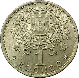 Монета 1 эскудо 1952 Азорские острова Португалия
