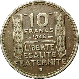 Монета 10 франков 1948 Франция