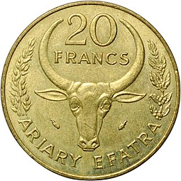 Монета 20 франков 1978 Мадагаскар