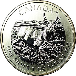 Монета 5 долларов 2013 Вилорог Канада