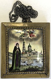 Икона Святой Преподобный Нил Столобенский финифть 9 х 8 см. XIX век