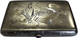 Портсигар серебро 84 пробы герб РСФСР, серп и молот, клеймо ИА