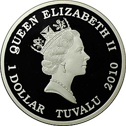 Монета 1 доллар 2010 Великие воины - Самурай Тувалу