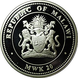 Монета 20 квача 2010 Год Тигра Малави