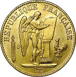 Монета 20 франков 1871 A Франция