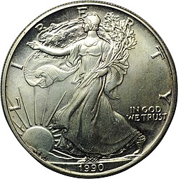 Монета 1 доллар 1990 Шагающая свобода США