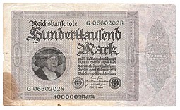 Банкнота 100000 марок 1923 Германия Веймарская республика
