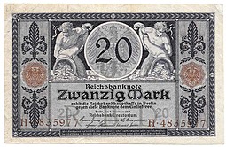 Банкнота 20 марок 1915 Германия Империя