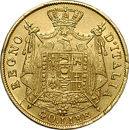 Монета 40 лир 1814 M Италия