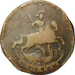 Монета 1 копейка 1758 (перечекан шведского эре)