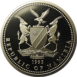 Монета 1 доллар 1995 5 лет Независимости Намибия