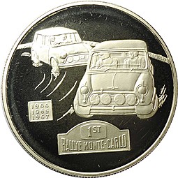 Монета 5 фунтов 2009 Mini Cooper - Ралли Монте-Карло Олдерни