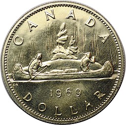 Монета 1 доллар 1969 Канада