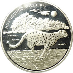 Монета 10 франков 2007 Вымирающие виды - Гепард Конго