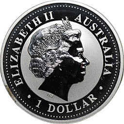 Монета 1 доллар 2004 Год Обезьяны позолота Лунар Австралия